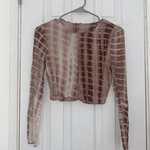 Brown marbled long sleeve crop top from Amazon